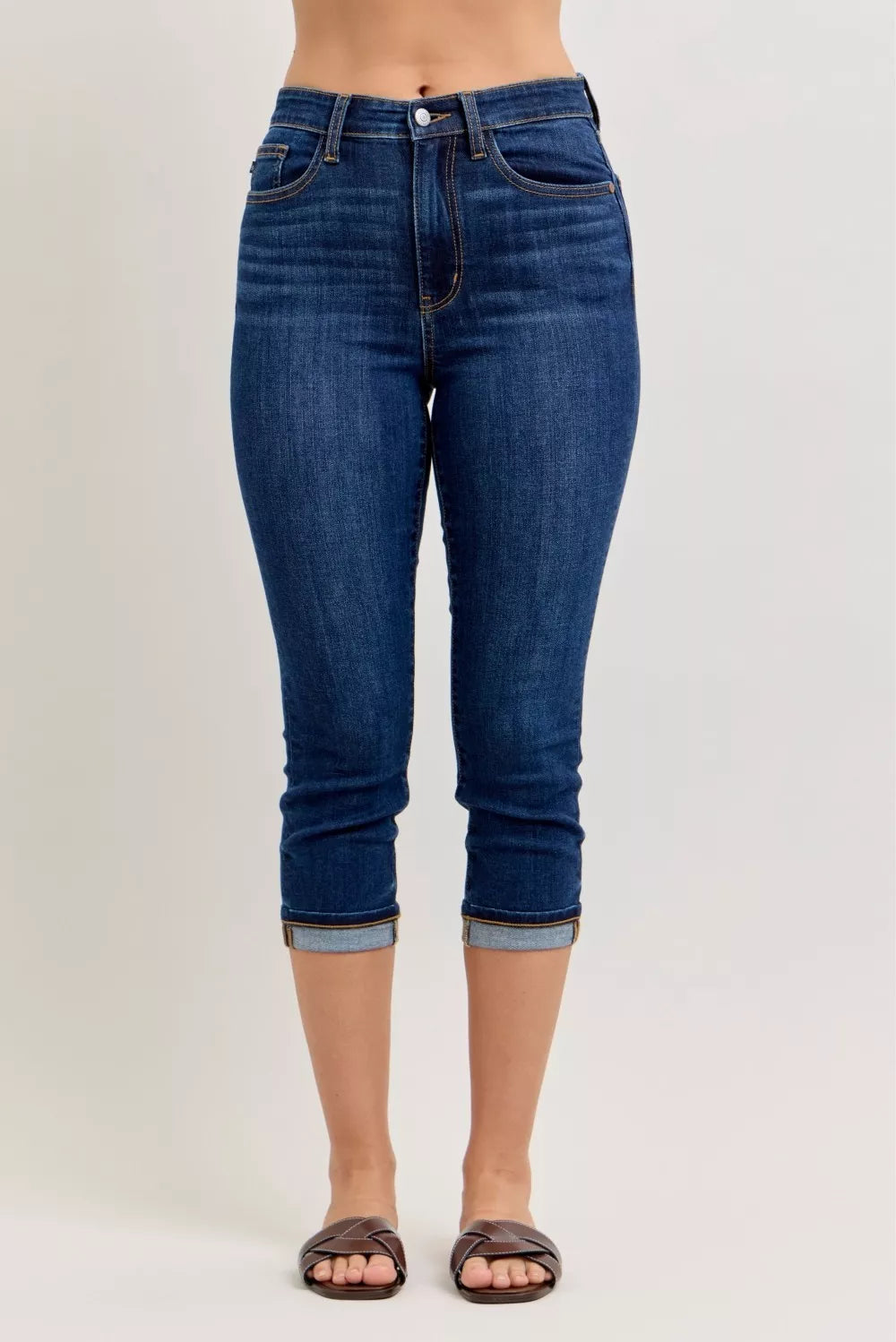 Judy Blue High Waist Capri Jeans with Single Cuff DK