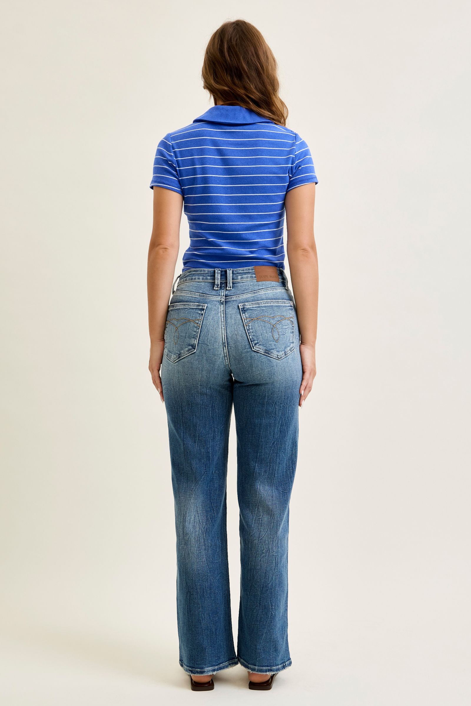 Judy Blue Mid Rise Straight Denim Jeans 82719