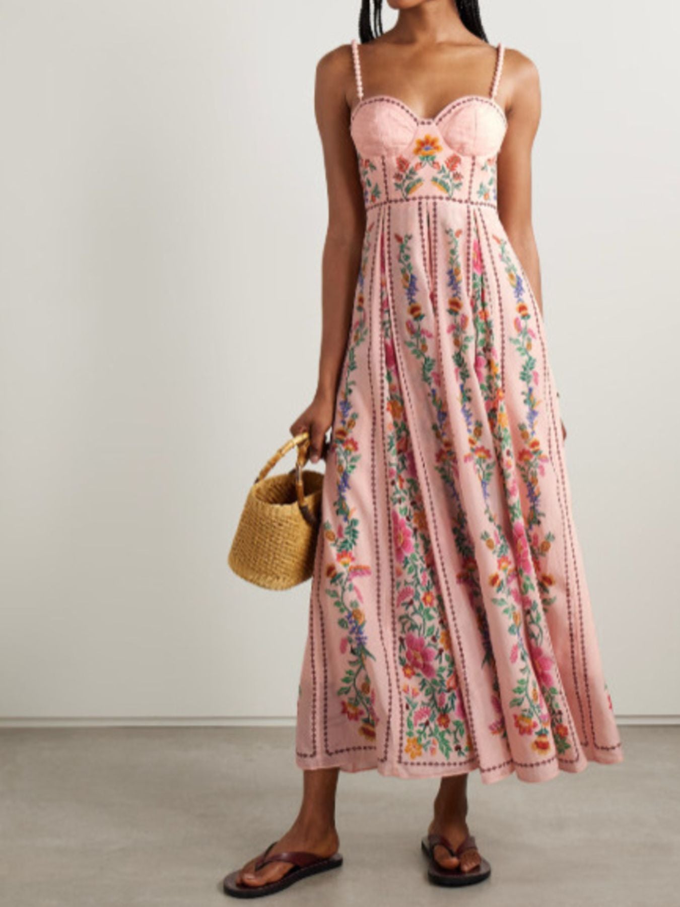 Floral Print Sweetheart Neck Cami Dress