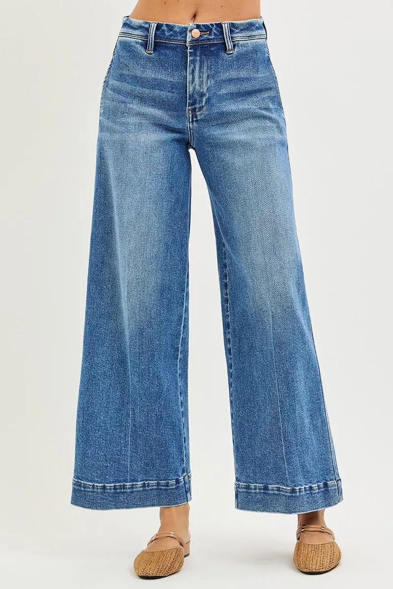 RISEN Slouchy Ankle Wide Jeans