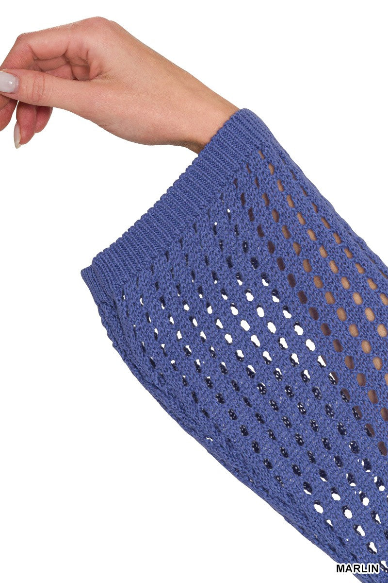 Zenana Hollow Out Long Sleeve Sweater