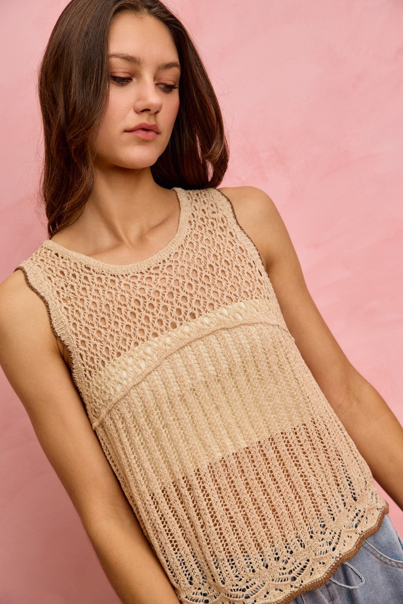 SO ME Crochet Lace Light Weight Sweater Vest