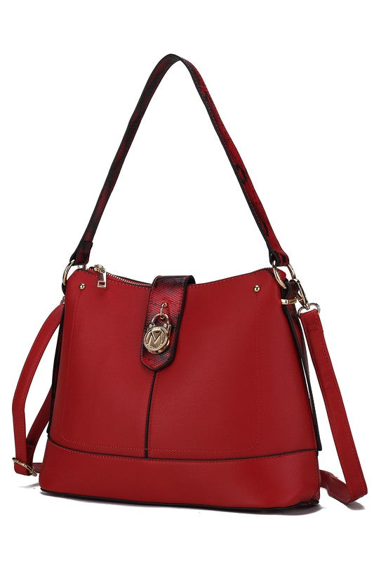 MKF Collection Snake Vegan Leather Shoulder Bag Red One Size
