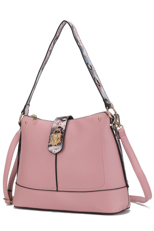 MKF Collection Snake Vegan Leather Shoulder Bag Pink One Size