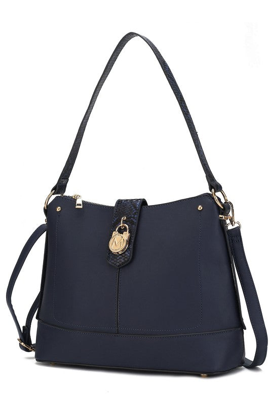 MKF Collection Snake Vegan Leather Shoulder Bag Navy One Size