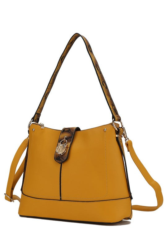 MKF Collection Snake Vegan Leather Shoulder Bag Mustard One Size