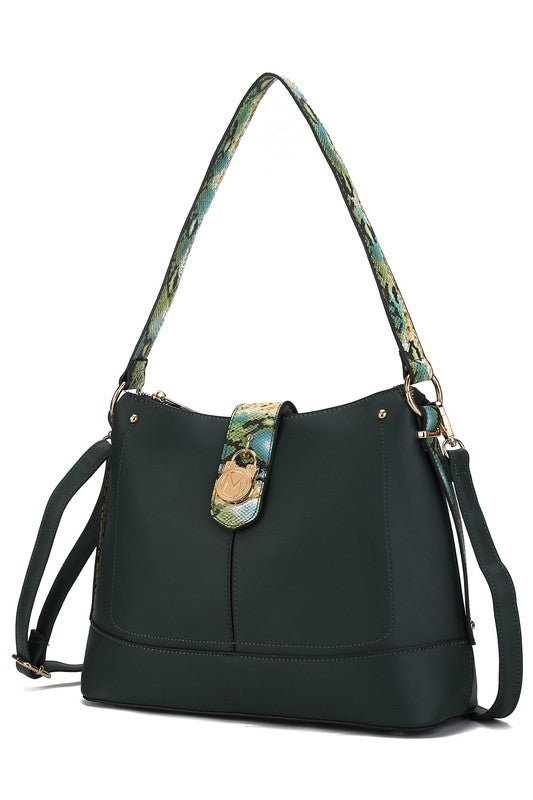 MKF Collection Snake Vegan Leather Shoulder Bag Olive One Size