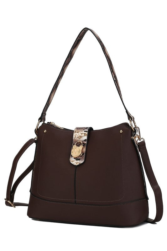 MKF Collection Snake Vegan Leather Shoulder Bag Brown One Size