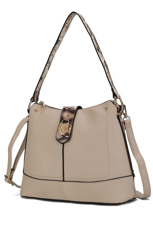 MKF Collection Snake Vegan Leather Shoulder Bag Beige One Size