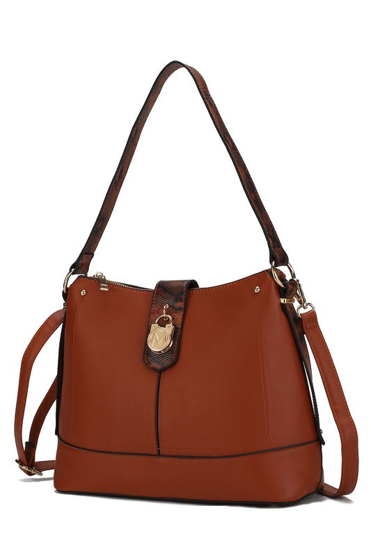 MKF Collection Snake Vegan Leather Shoulder Bag Cognac One Size