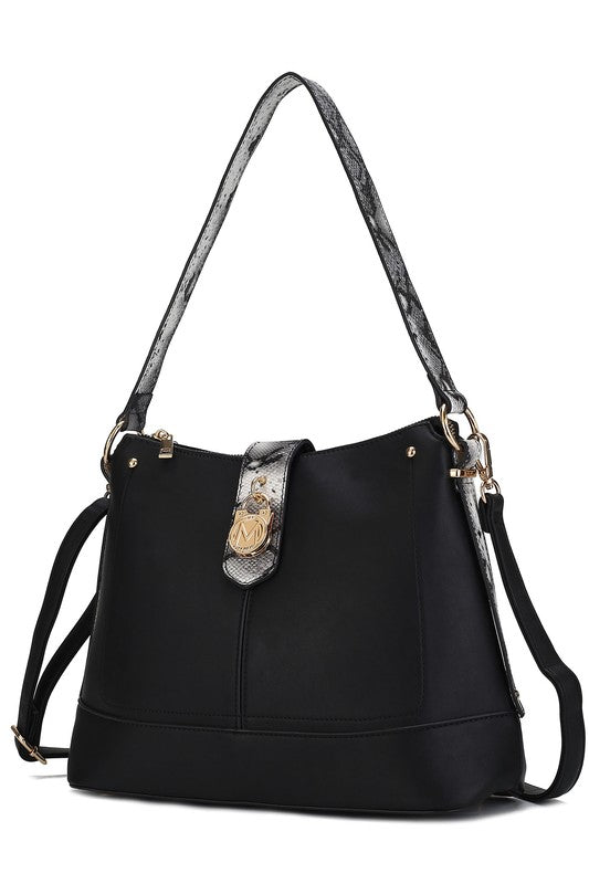 MKF Collection Snake Vegan Leather Shoulder Bag Black One Size