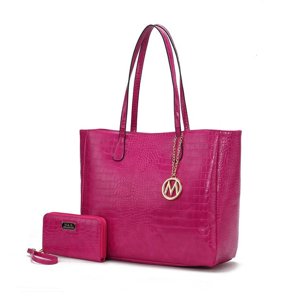 MKF Sadie Oversize Tote & Wallet Set by Mia K Fuchsia One Size