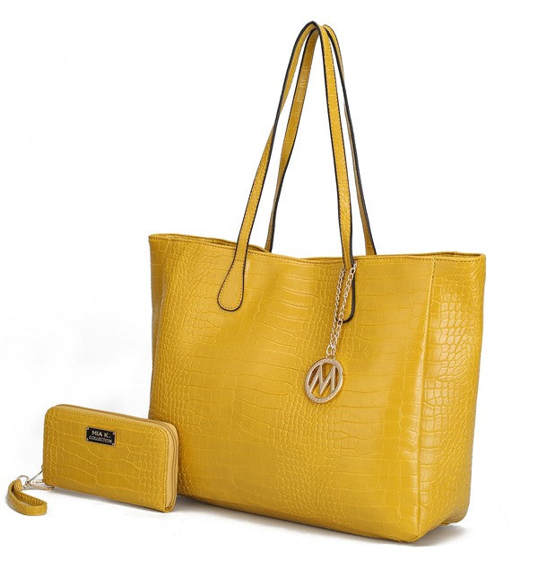 MKF Sadie Oversize Tote & Wallet Set by Mia K Yellow One Size