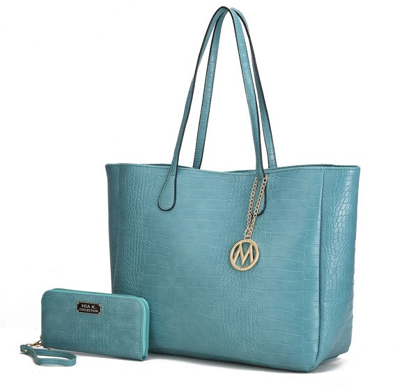 MKF Sadie Oversize Tote & Wallet Set by Mia K Seafoam One Size