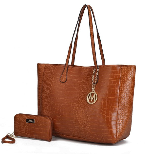 MKF Sadie Oversize Tote & Wallet Set by Mia K Brown One Size