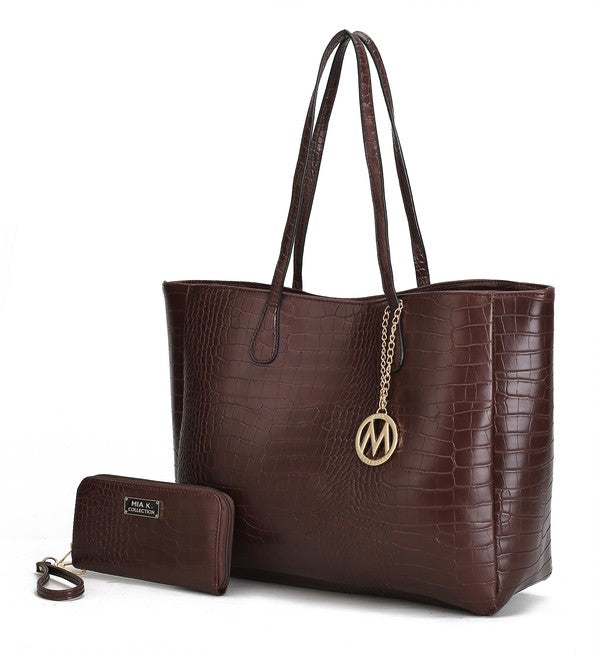 MKF Sadie Oversize Tote & Wallet Set by Mia K Coffee One Size