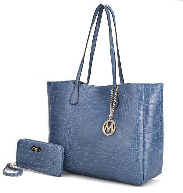 MKF Sadie Oversize Tote & Wallet Set by Mia K Denim One Size