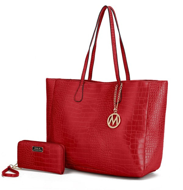 MKF Sadie Oversize Tote & Wallet Set by Mia K Red One Size