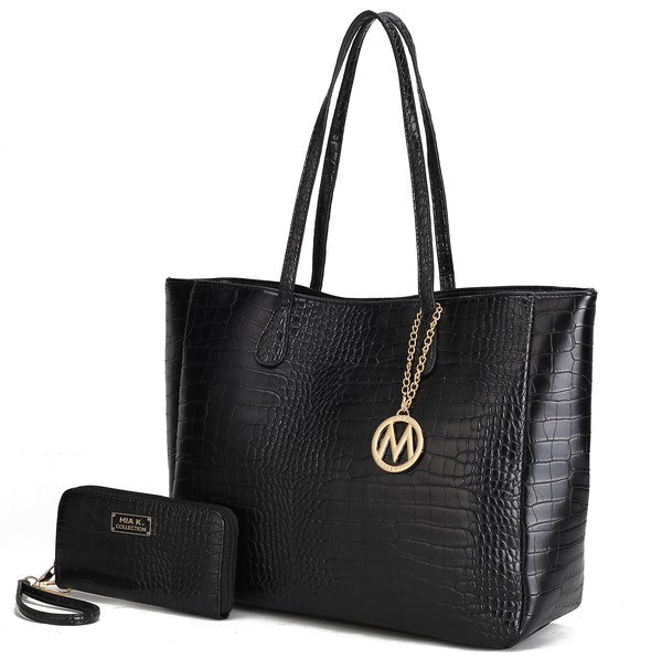 MKF Sadie Oversize Tote & Wallet Set by Mia K Black One Size