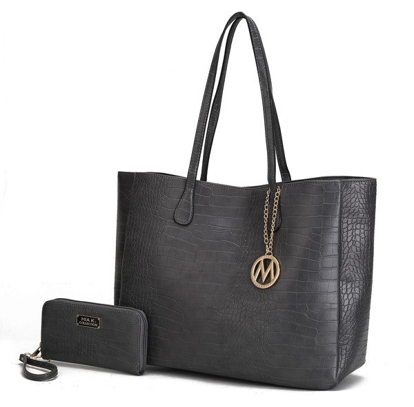 MKF Sadie Oversize Tote & Wallet Set by Mia K Charcoal One Size