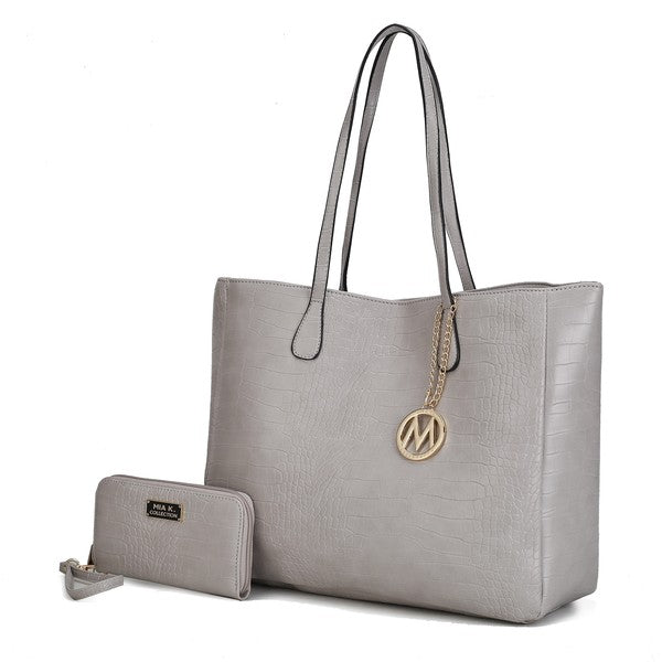 MKF Sadie Oversize Tote & Wallet Set by Mia K Light Grey One Size