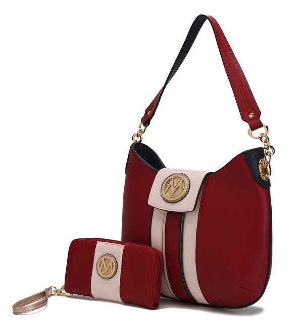 MKF Torri Hobo Bag with Wallet by Mia K. Red One Size