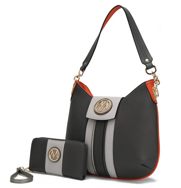 MKF Torri Hobo Bag with Wallet by Mia K. Charcoal One Size
