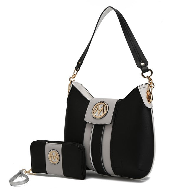 MKF Torri Hobo Bag with Wallet by Mia K. Black One Size