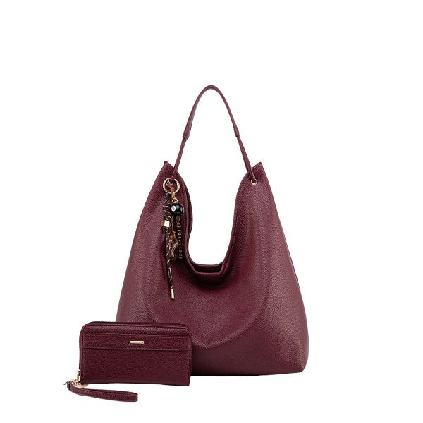 MKF Eloa Hobo Bag with Wallet- 2-piece set Burgundy One Size