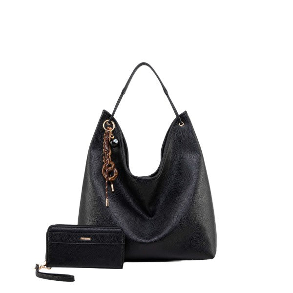 MKF Eloa Hobo Bag with Wallet- 2-piece set Black One Size