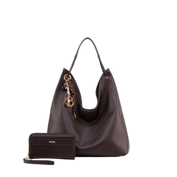 MKF Eloa Hobo Bag with Wallet- 2-piece set Chocolate One Size