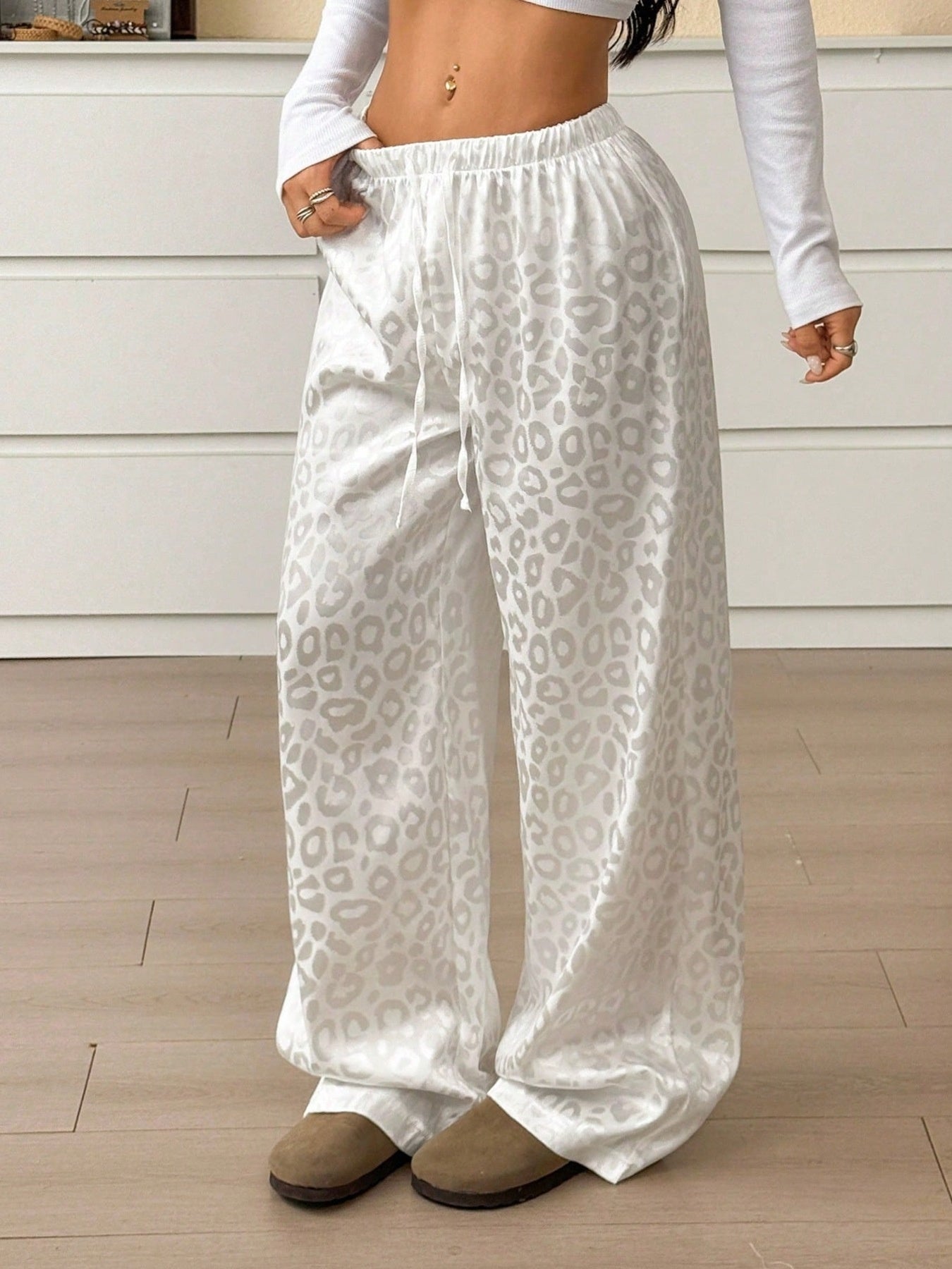 Leopard Print Wide Leg Pants