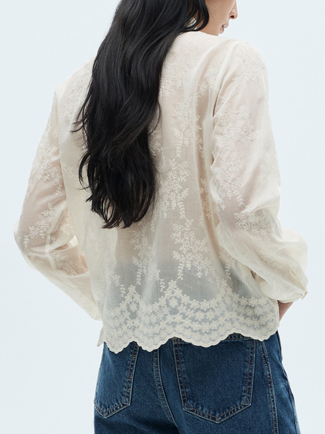 Lace Sheer Long Sleeve Shirt