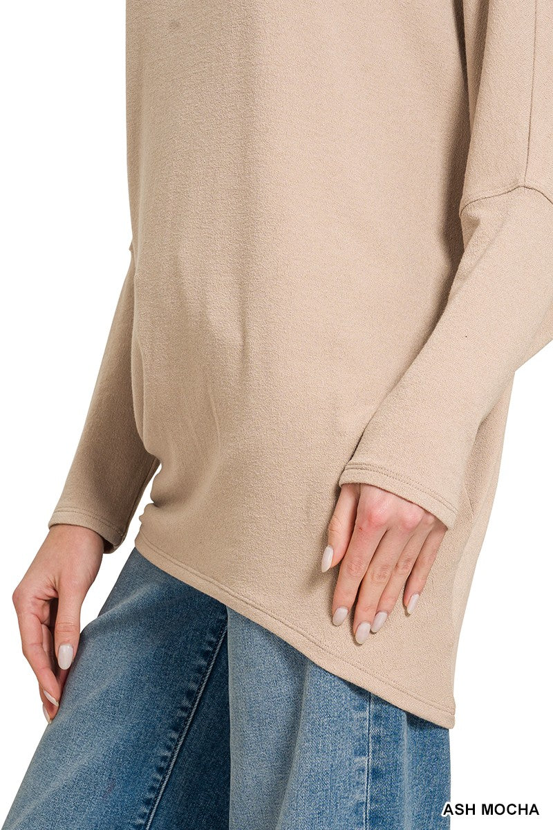 Zenana Hacci Dolman Sleeve Boat Neck Top