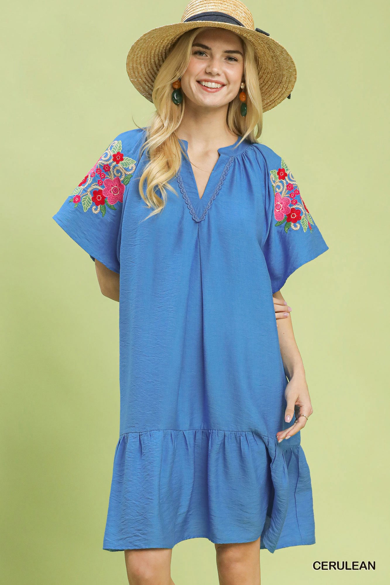 Umgee Embroidered Shoulder Dress