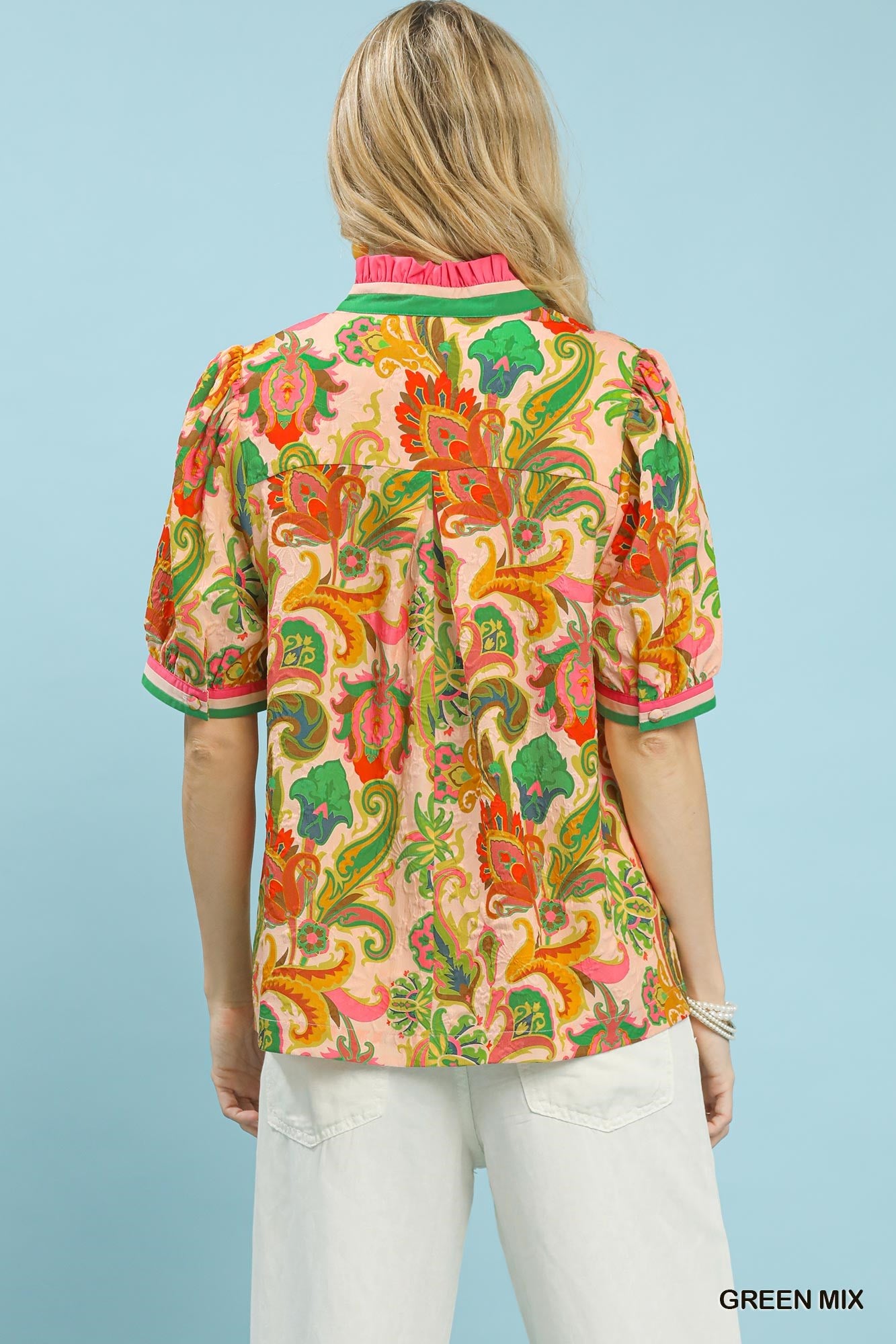 Umgee Jacquard Abstract Print Top