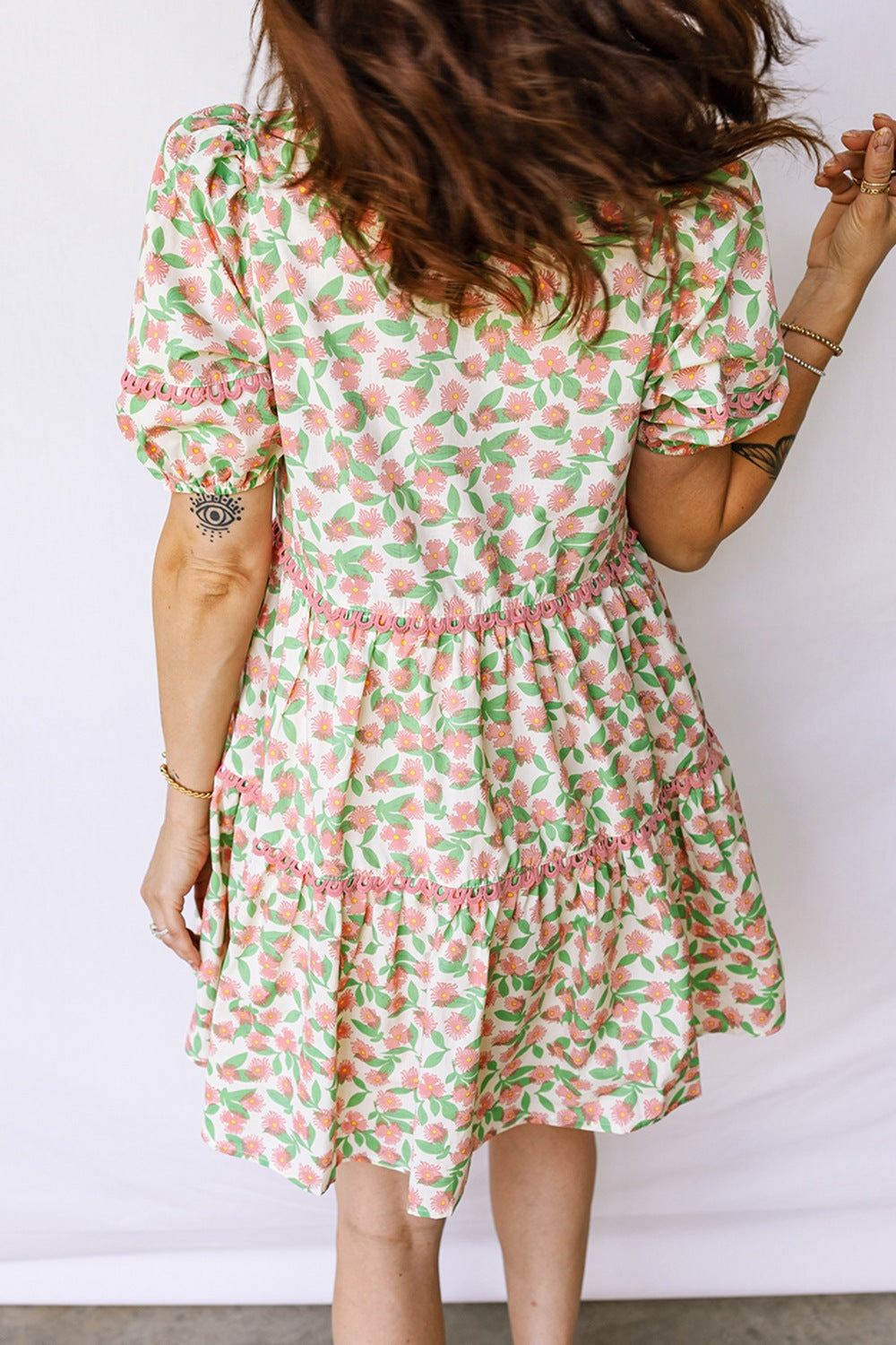 Floral Print Tiered Mini Dress
