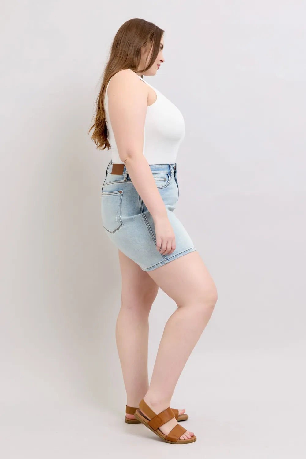 Judy Blue Full Size 2 Button Denim Shorts with Pockets Plus Size
