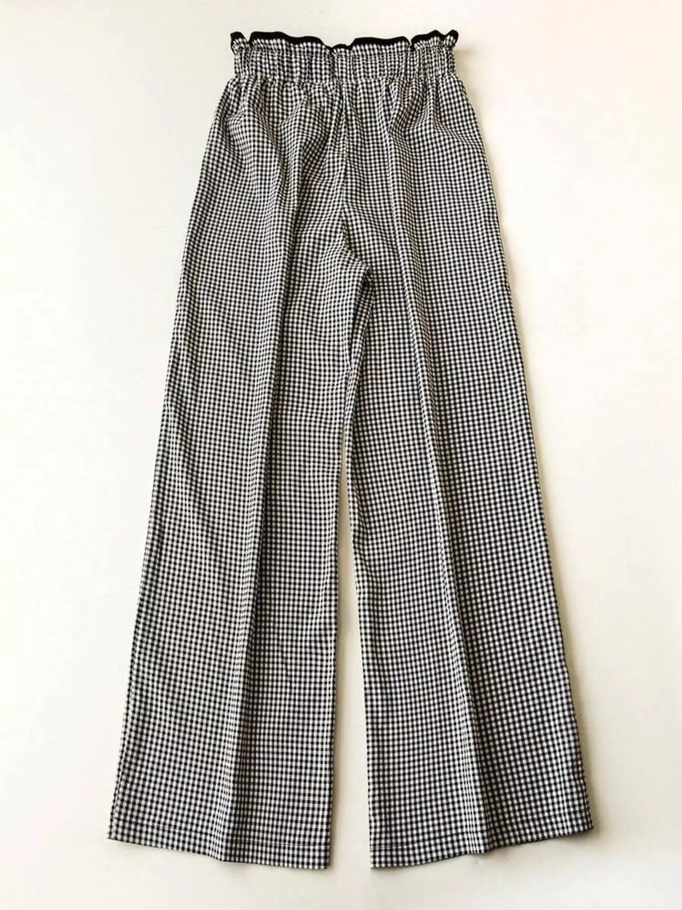 Gingham High-Waisted Wide-Leg Pants