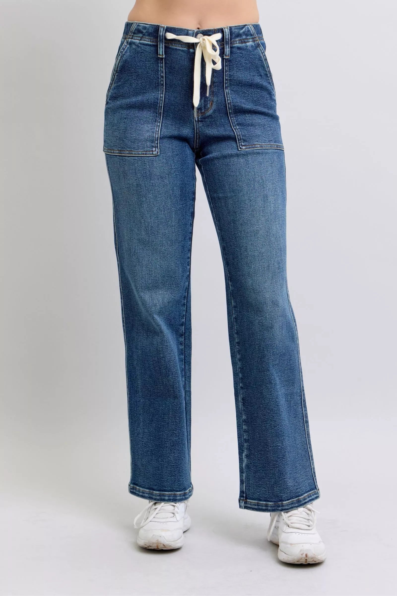 Judy Blue Drawstring Straight Jeans with Pockets MD