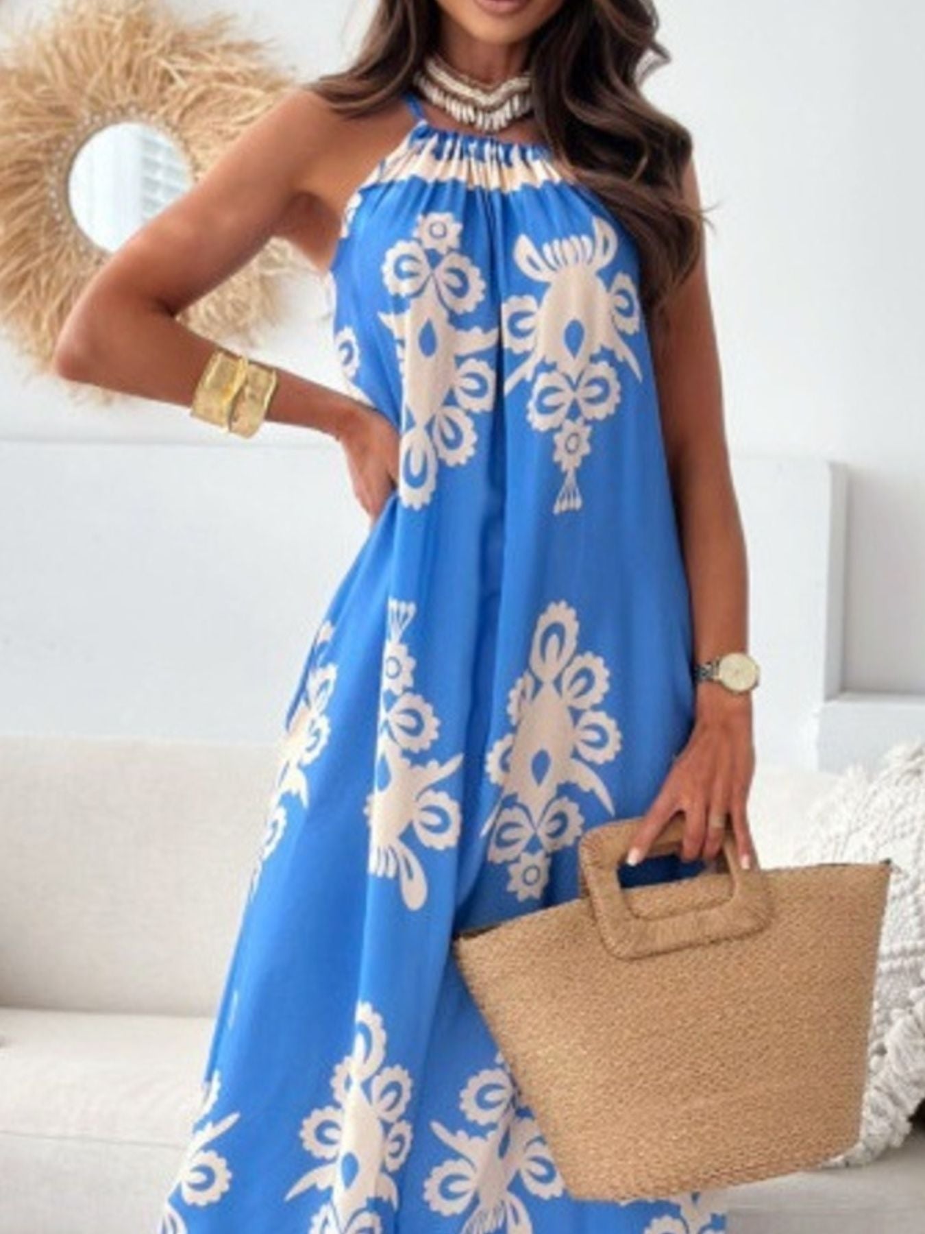 Printed Sleeveless Maxi Dress