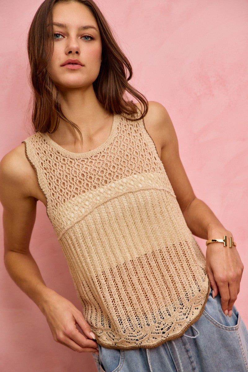 SO ME Crochet Lace Light Weight Sweater Vest