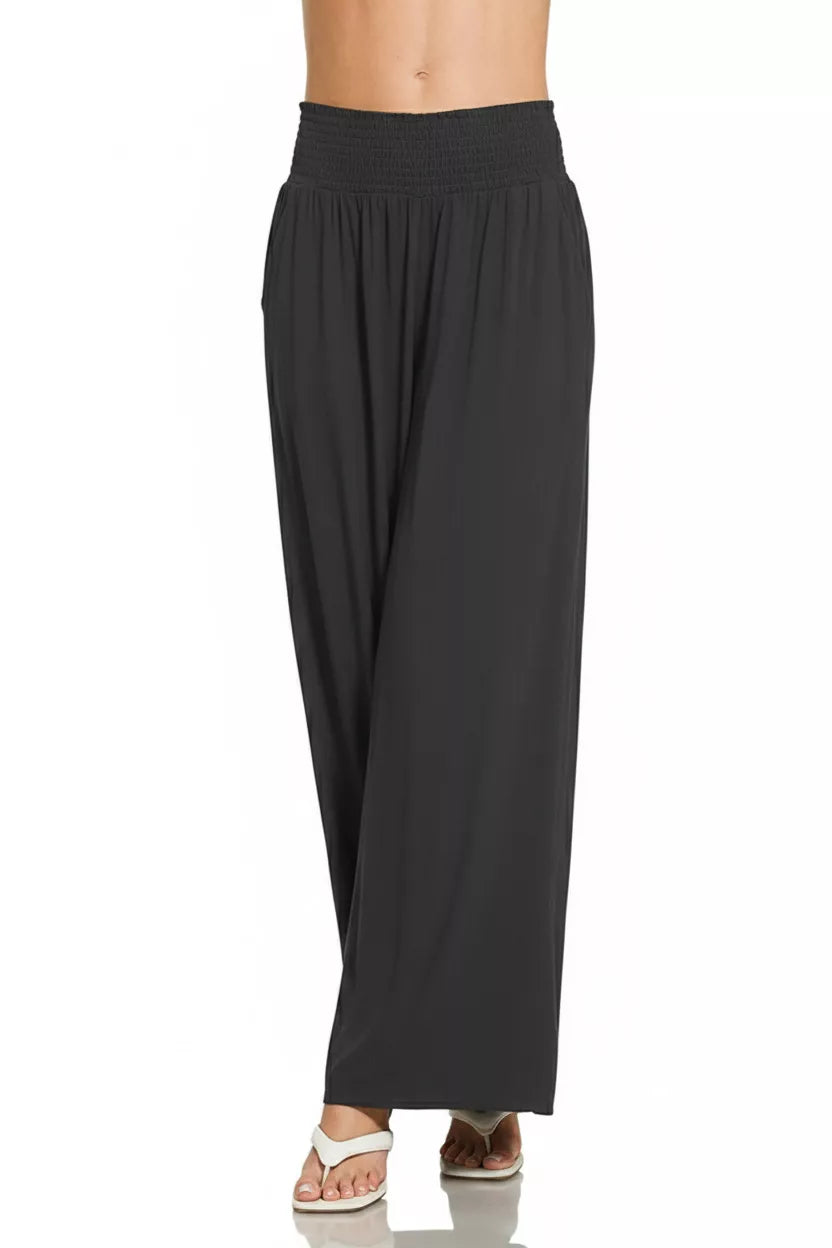 Zenana Smocked Waistband Wide Leg Lounge Pants