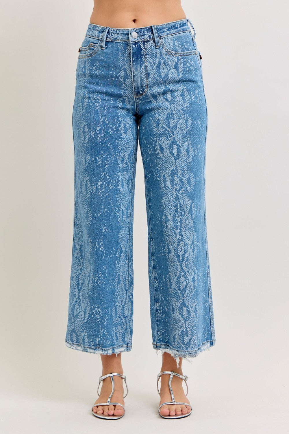 Judy Blue High Rise Ankle Wide Leg Jeans PRINT