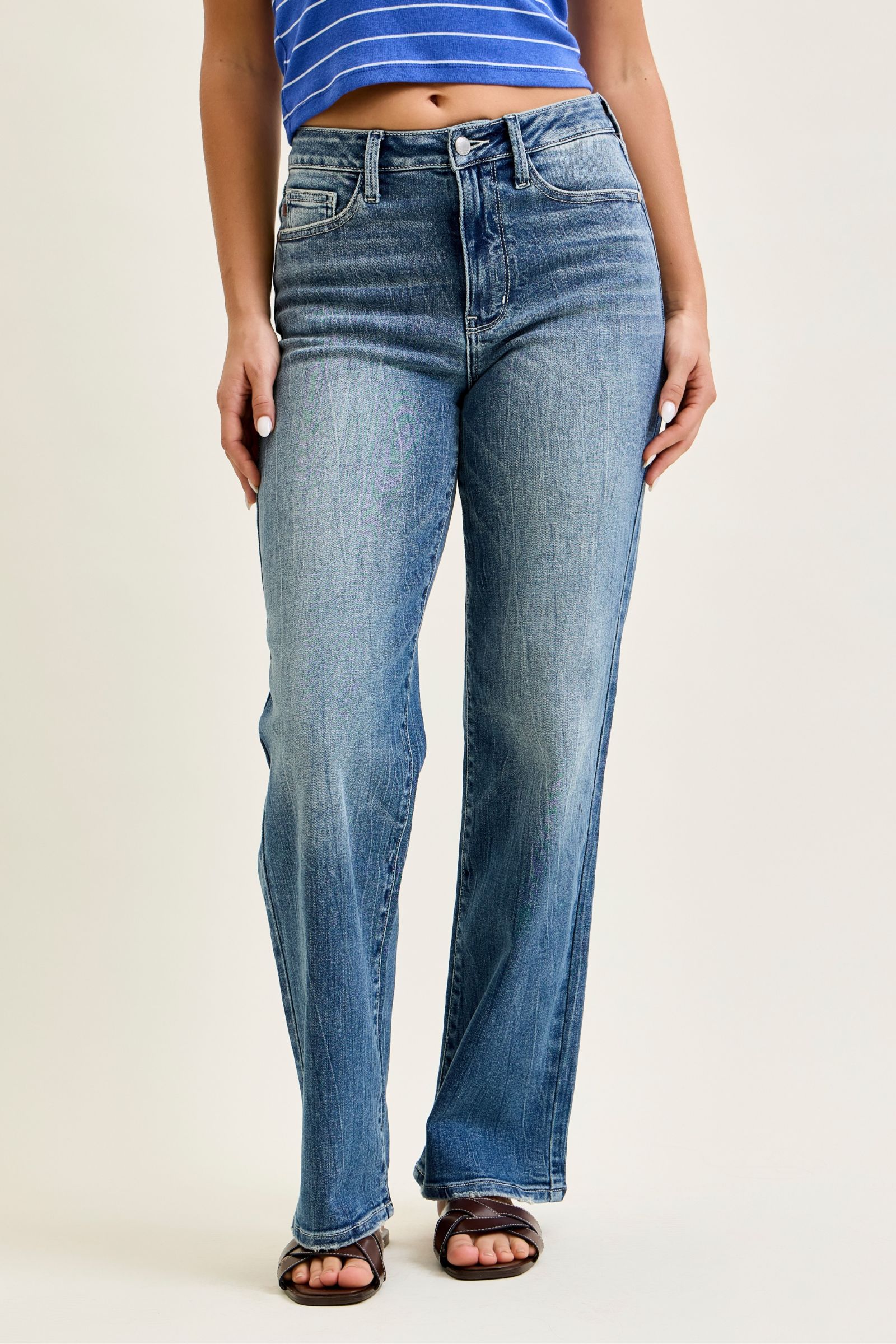 Judy Blue Mid Rise Straight Denim Jeans 82719 15 32