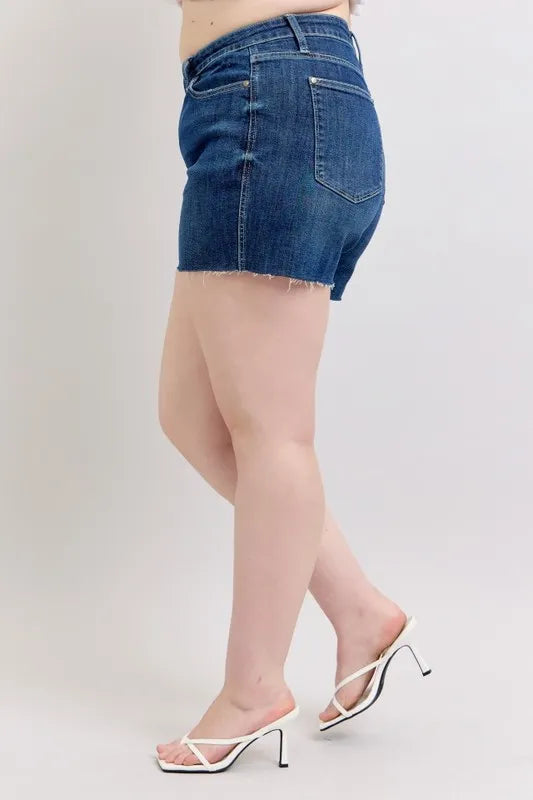Judy Blue Plus Size High Waist Criss-Cross Waistband Denim Shorts