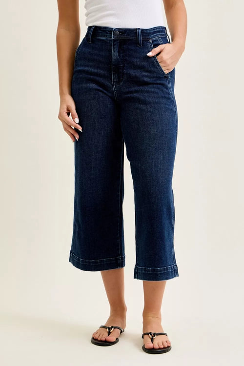 Judy Blue High Waist Ankle Wide Jeans DK