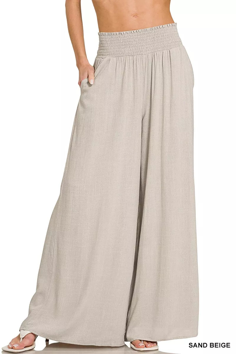 Zenana Smocked Waistband Wide Leg Lounge Pants