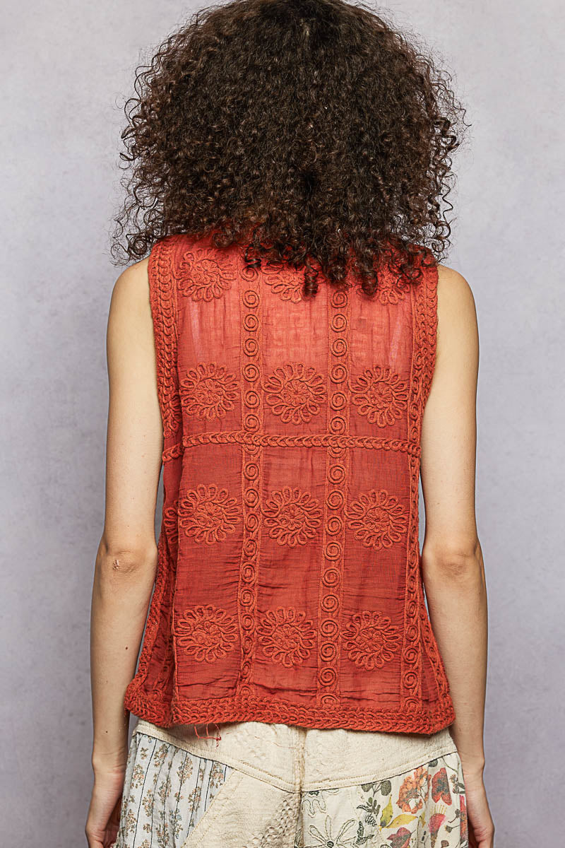 POL Button Down Sleeveless V-Neck Sweater Vest