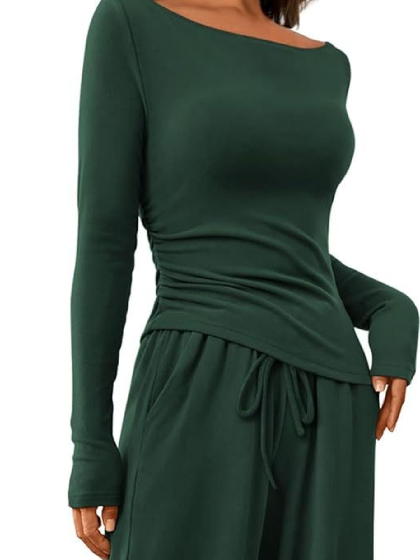 Round Neck Long Sleeve Top and Pants Set